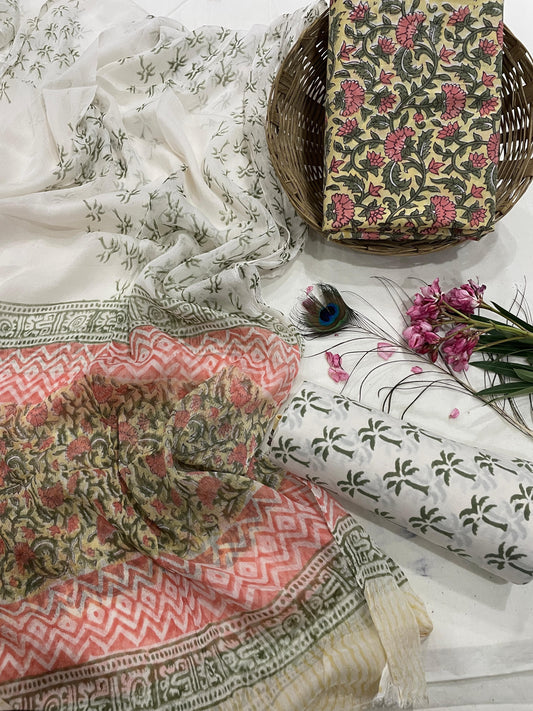 Pure Cotton Suits With Chiffon Dupatta