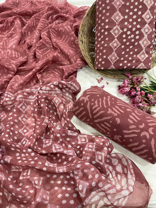 Pure Cotton Suits With Chiffon Dupatta
