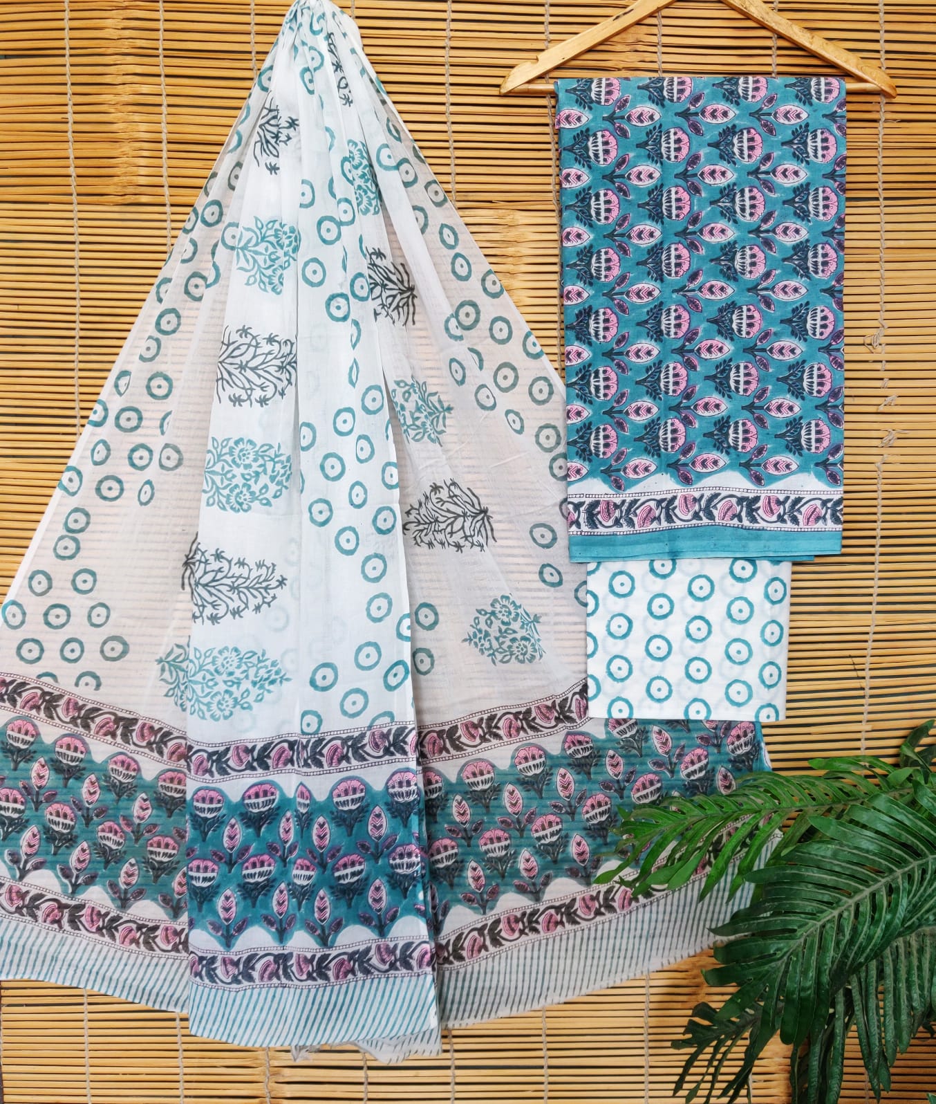 COTTON SUIT SET WITH MULMUL DUPATTA