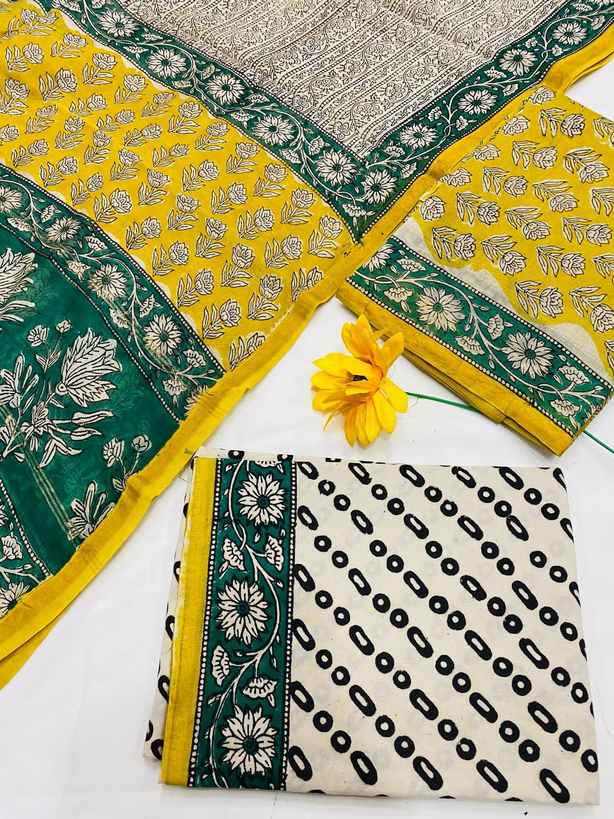 Handblock Printed Pure Chanderi Silk Suit