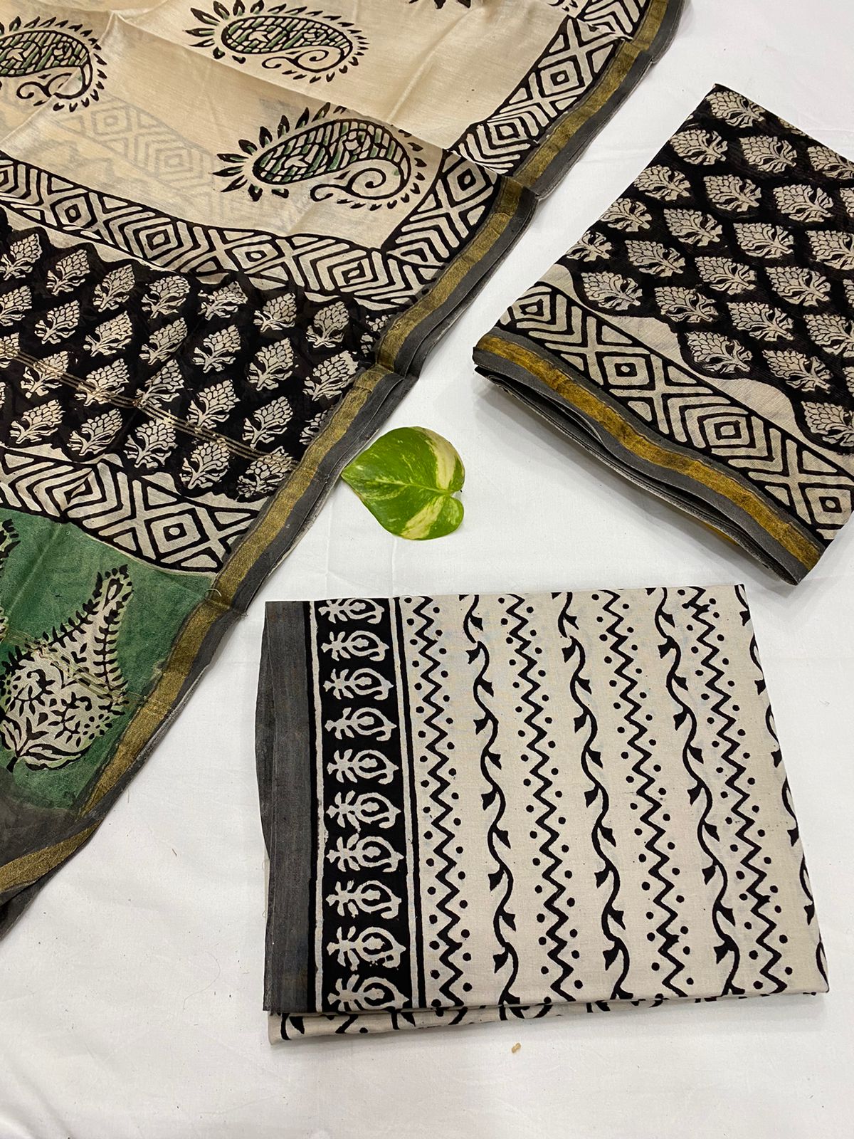 Handblock Printed Pure Chanderi Silk Suit