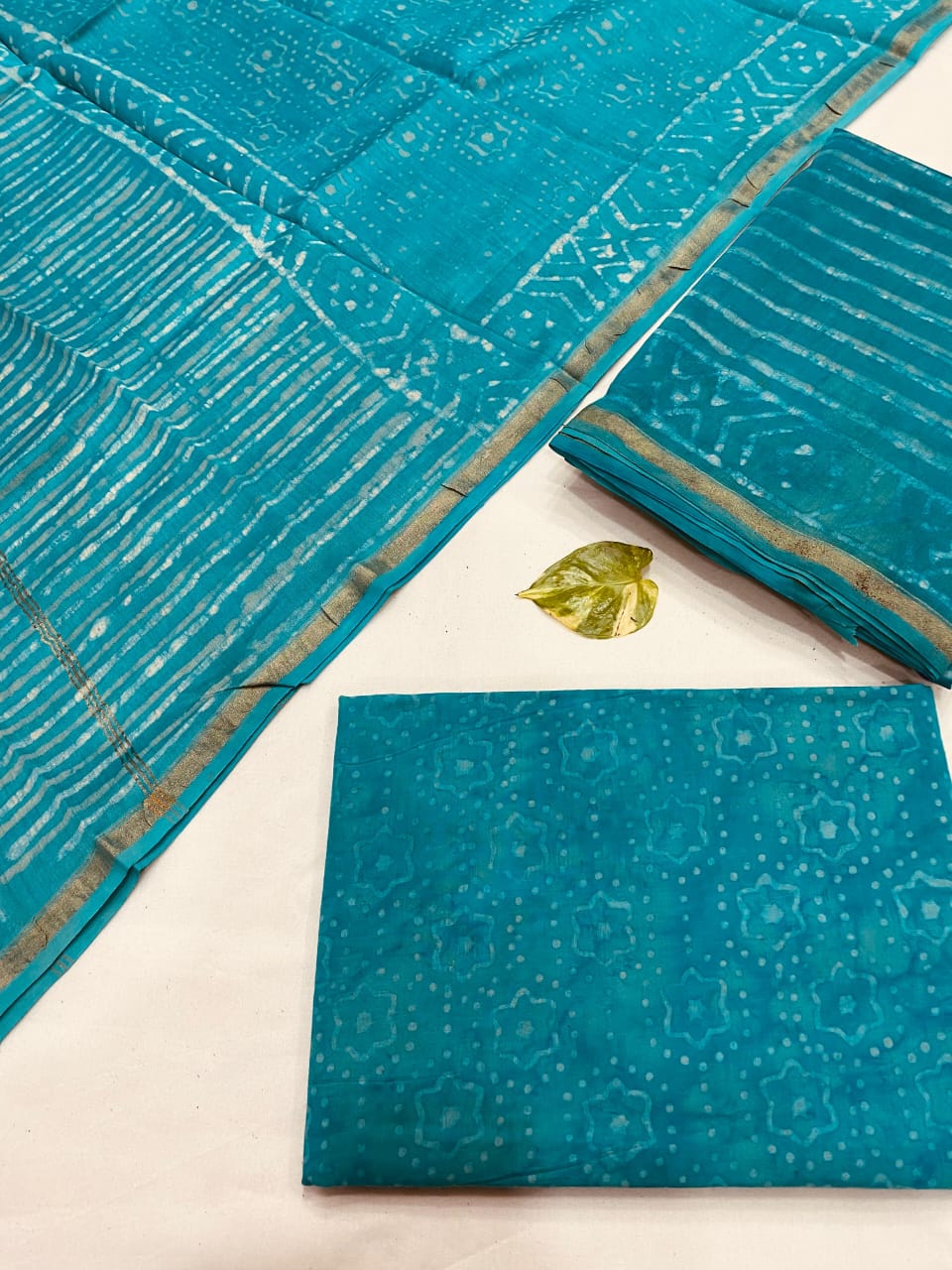 Handblock Printed Pure Chanderi Silk Suit