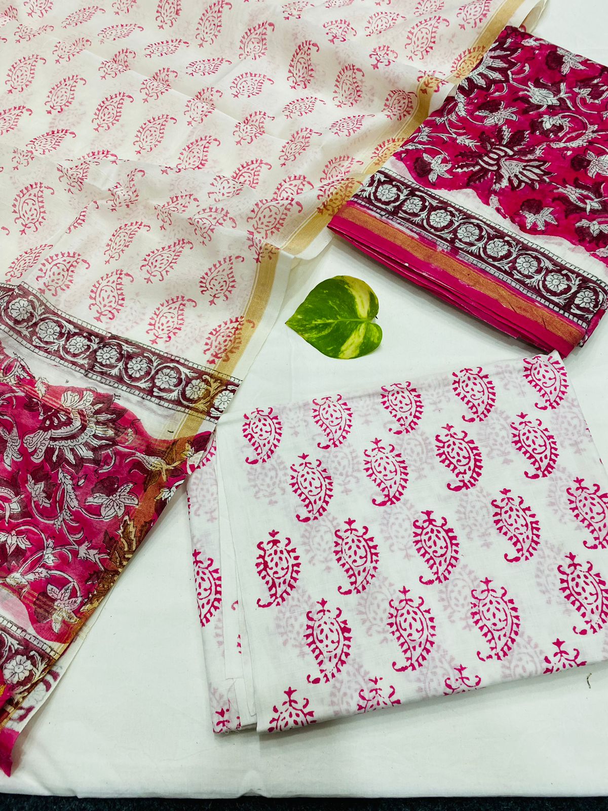 Handblock Printed Pure Chanderi Silk Suit