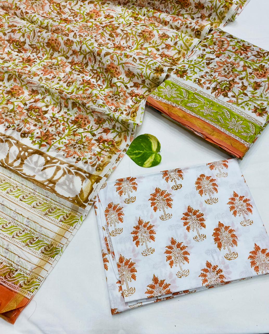 Handblock Printed Pure Chanderi Silk Suit