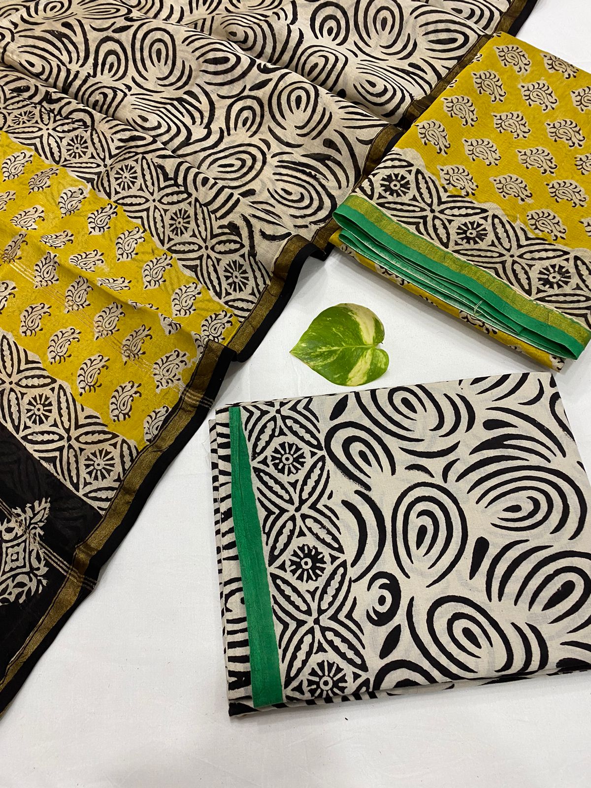 Handblock Printed Pure Chanderi Silk Suit