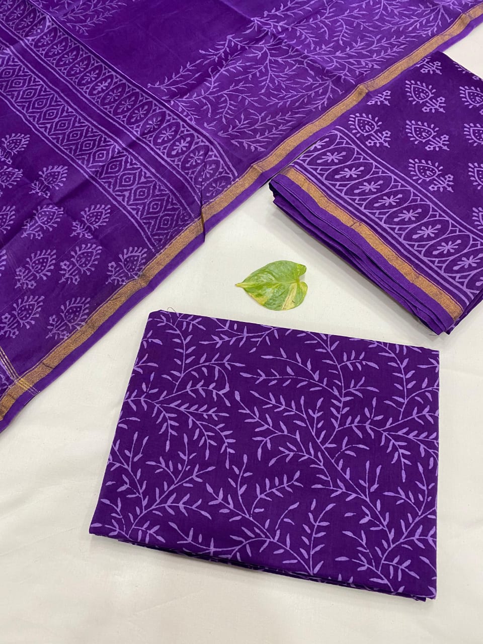 Handblock Printed Pure Chanderi Silk Suit