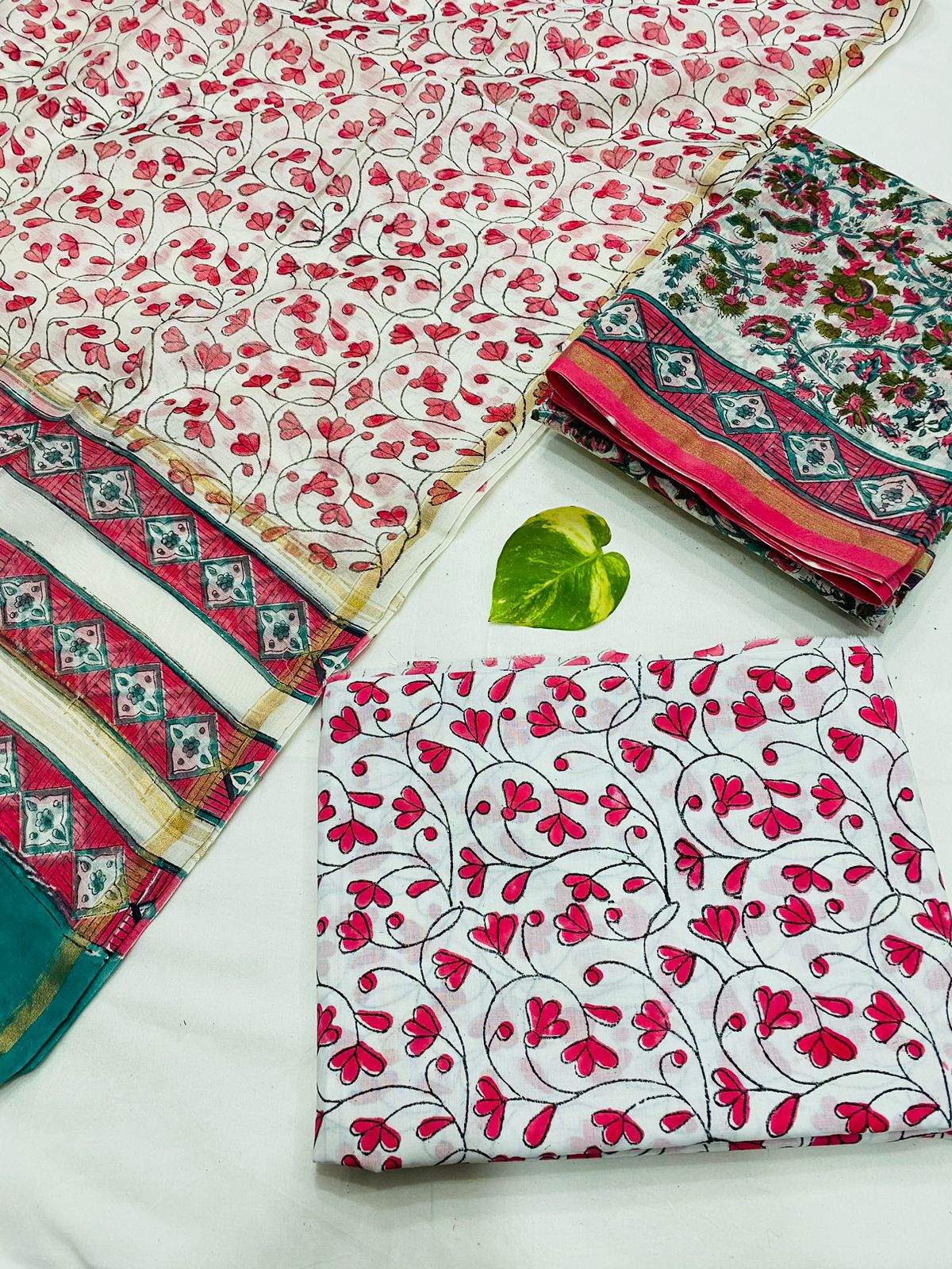 Handblock Printed Pure Chanderi Silk Suit