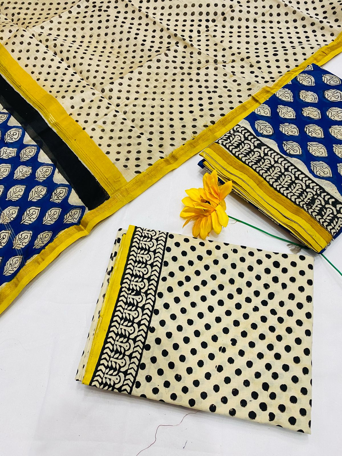 Handblock Printed Pure Chanderi Silk Suit
