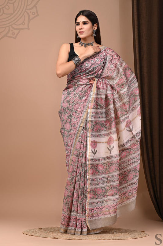Hand Block Printed Chanderi silk Sarees