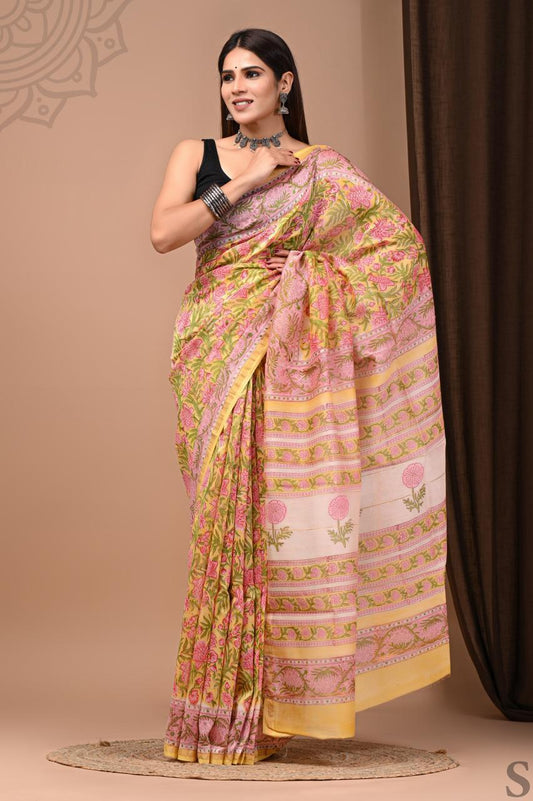 Hand Block Printed Chanderi silk Sarees