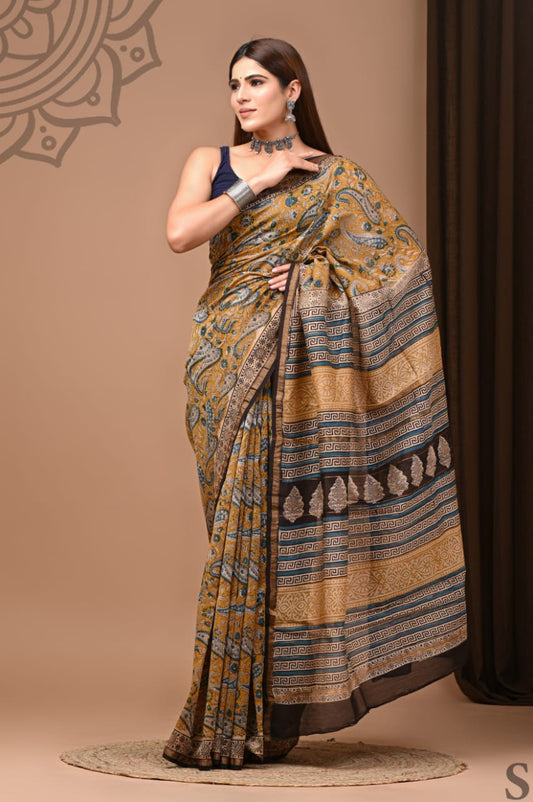 Hand Block Printed Chanderi silk Sarees