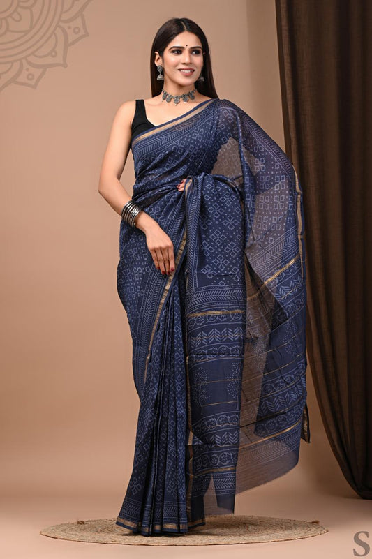 Hand Block Printed Chanderi silk Sarees