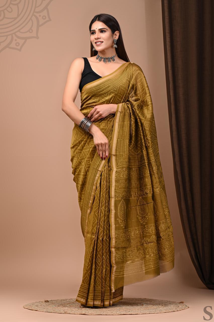 Hand Block Printed Chanderi silk Sarees