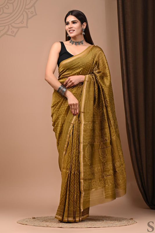 Hand Block Printed Chanderi silk Sarees