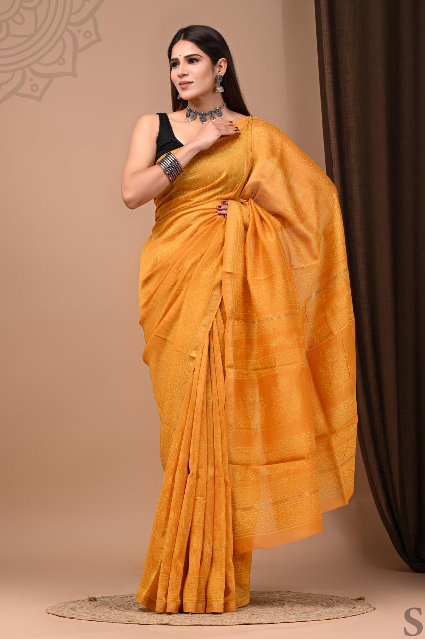 Hand Block Printed Chanderi silk Sarees