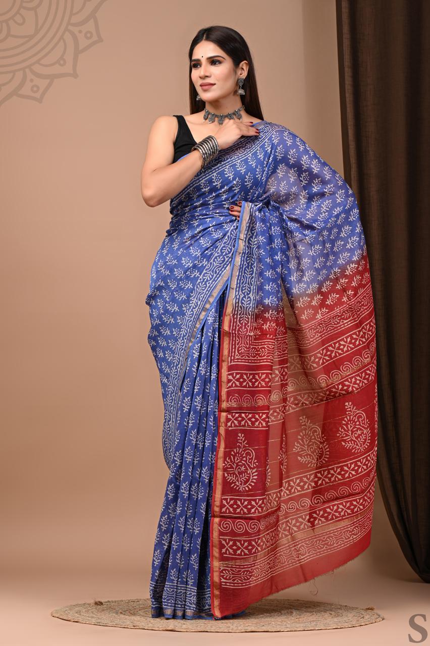 Hand Block Printed Chanderi silk Sarees