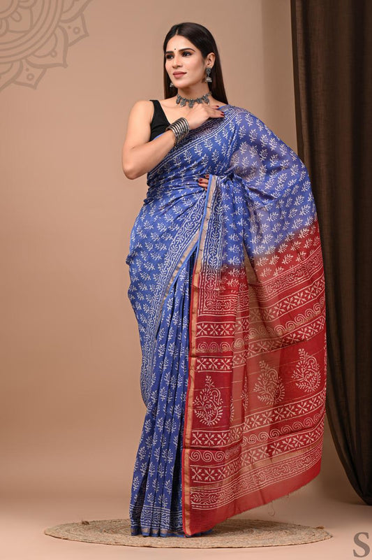 Hand Block Printed Chanderi silk Sarees