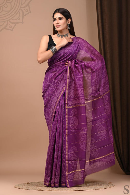 Hand Block Printed Chanderi silk Sarees