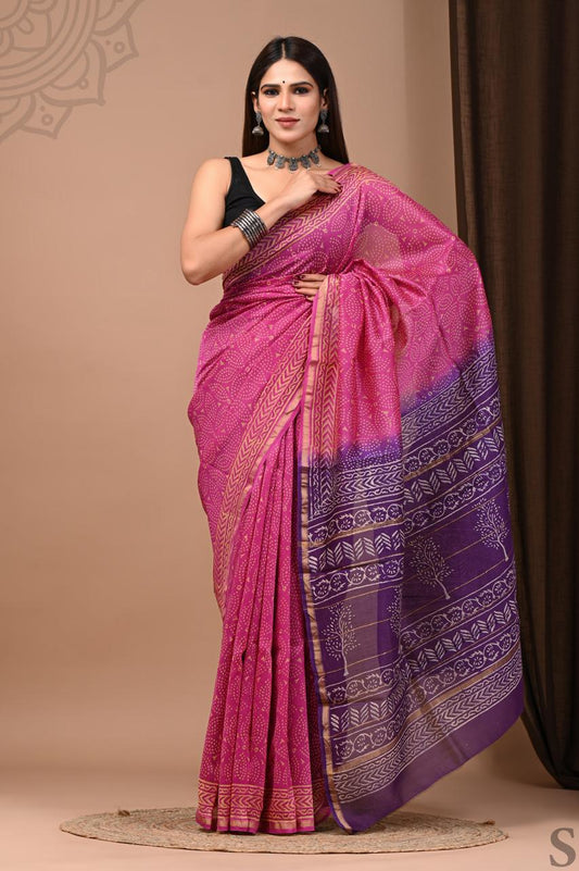 Hand Block Printed Chanderi silk Sarees