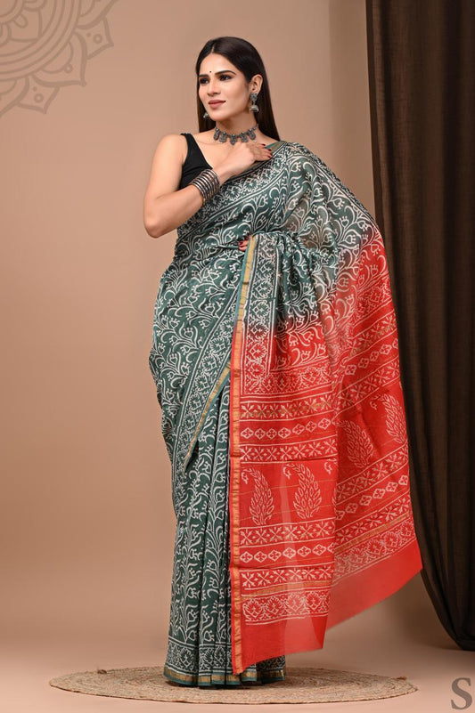 Hand Block Printed Chanderi silk Sarees