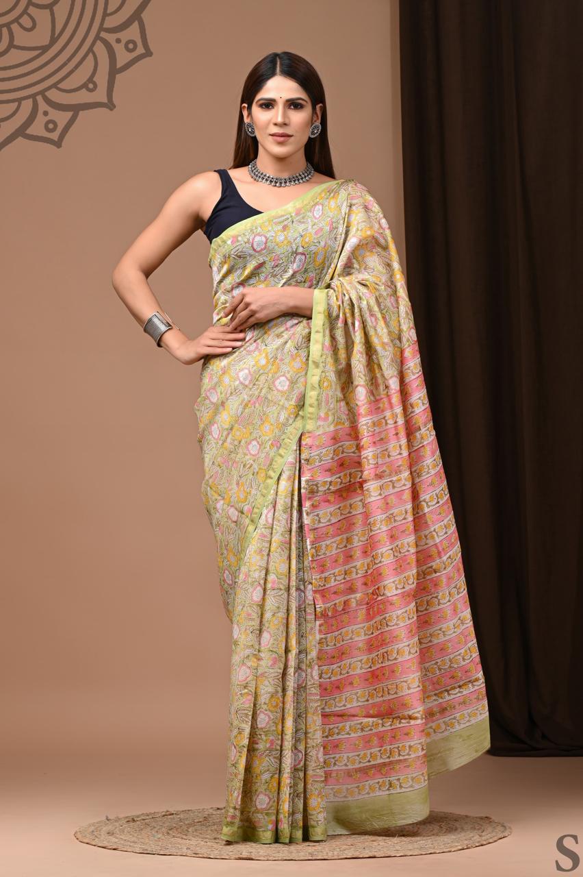 Hand Block Printed Chanderi silk Sarees