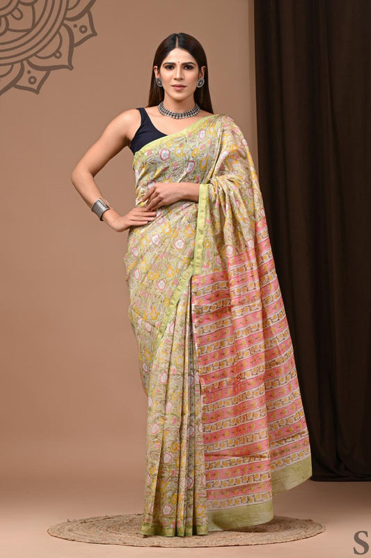 Hand Block Printed Chanderi silk Sarees