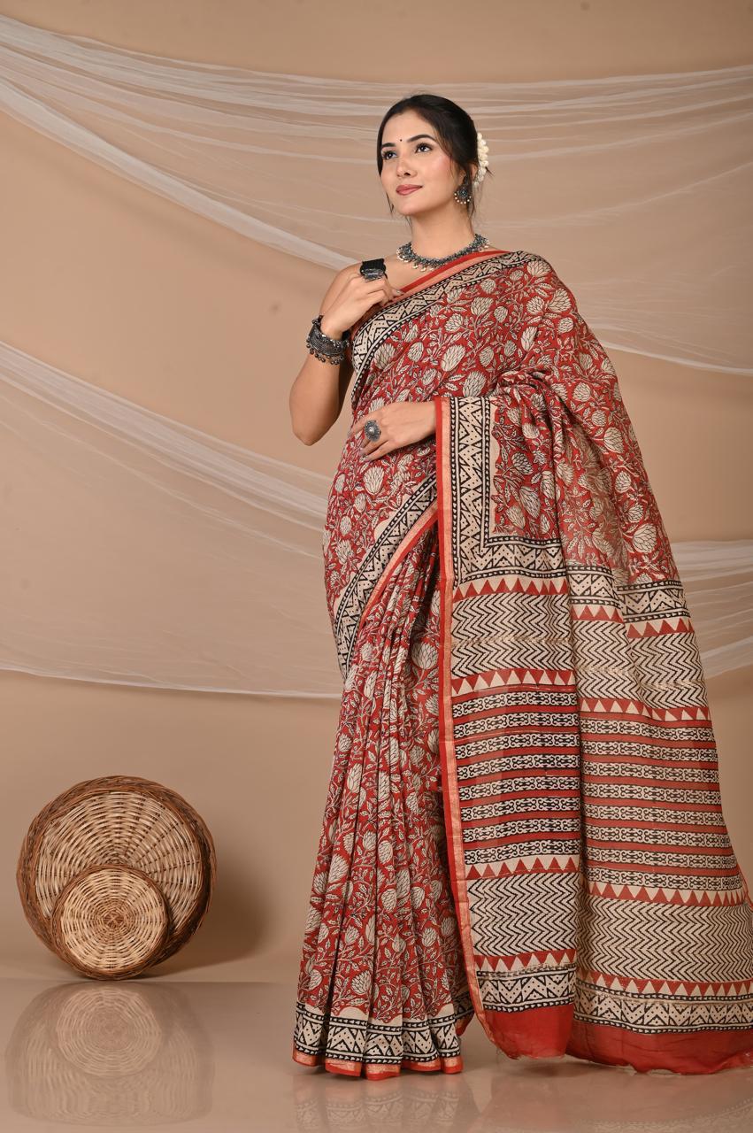 Hand Block Printed Chanderi silk Sarees