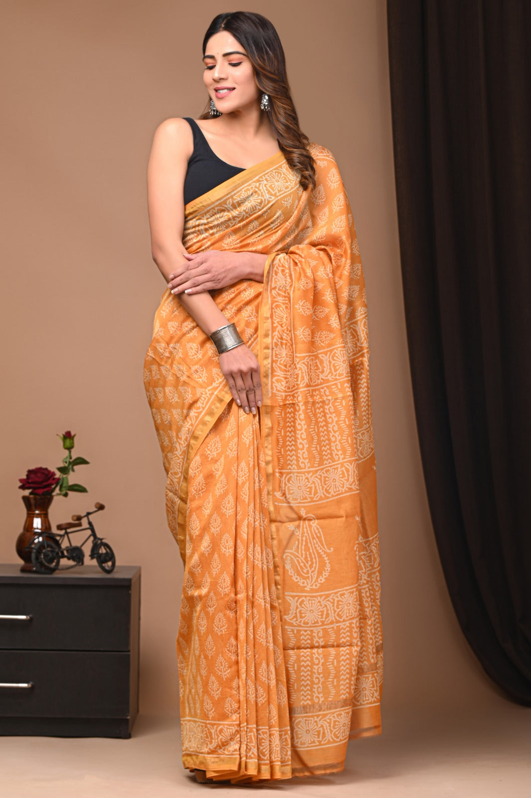Hand Block Printed Chanderi silk Sarees