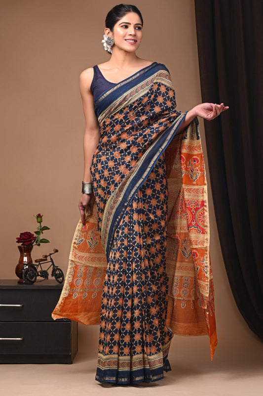 Hand Block Printed Chanderi silk Sarees