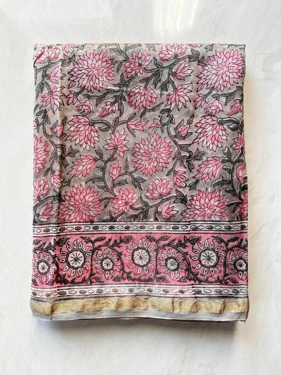 Hand Block Printed Chanderi silk Sarees