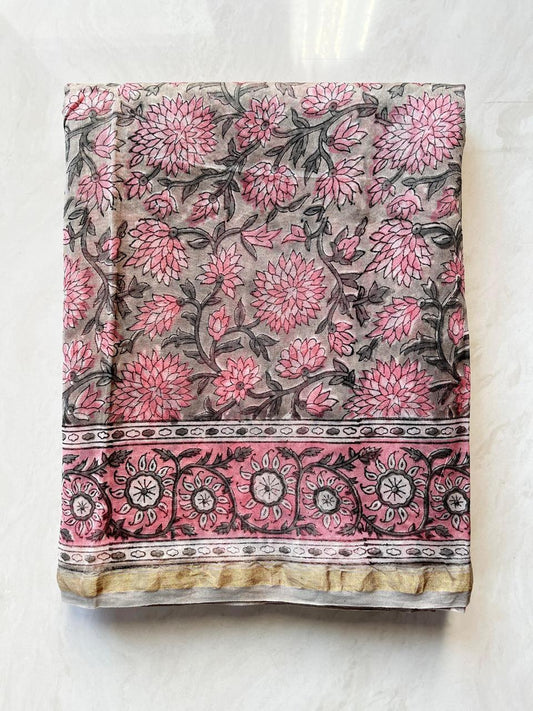 Hand Block Printed Chanderi silk Sarees