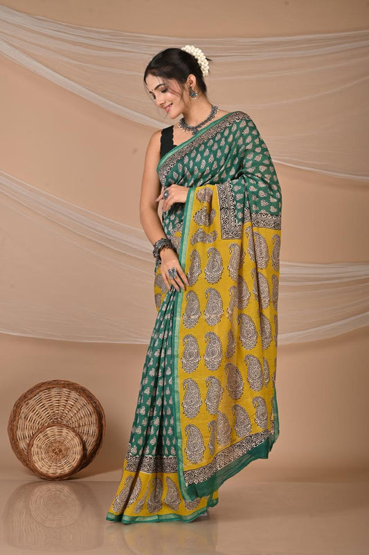 Hand Block Printed Chanderi silk Sarees