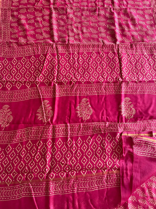 Hand Block Printed Chanderi silk Sarees