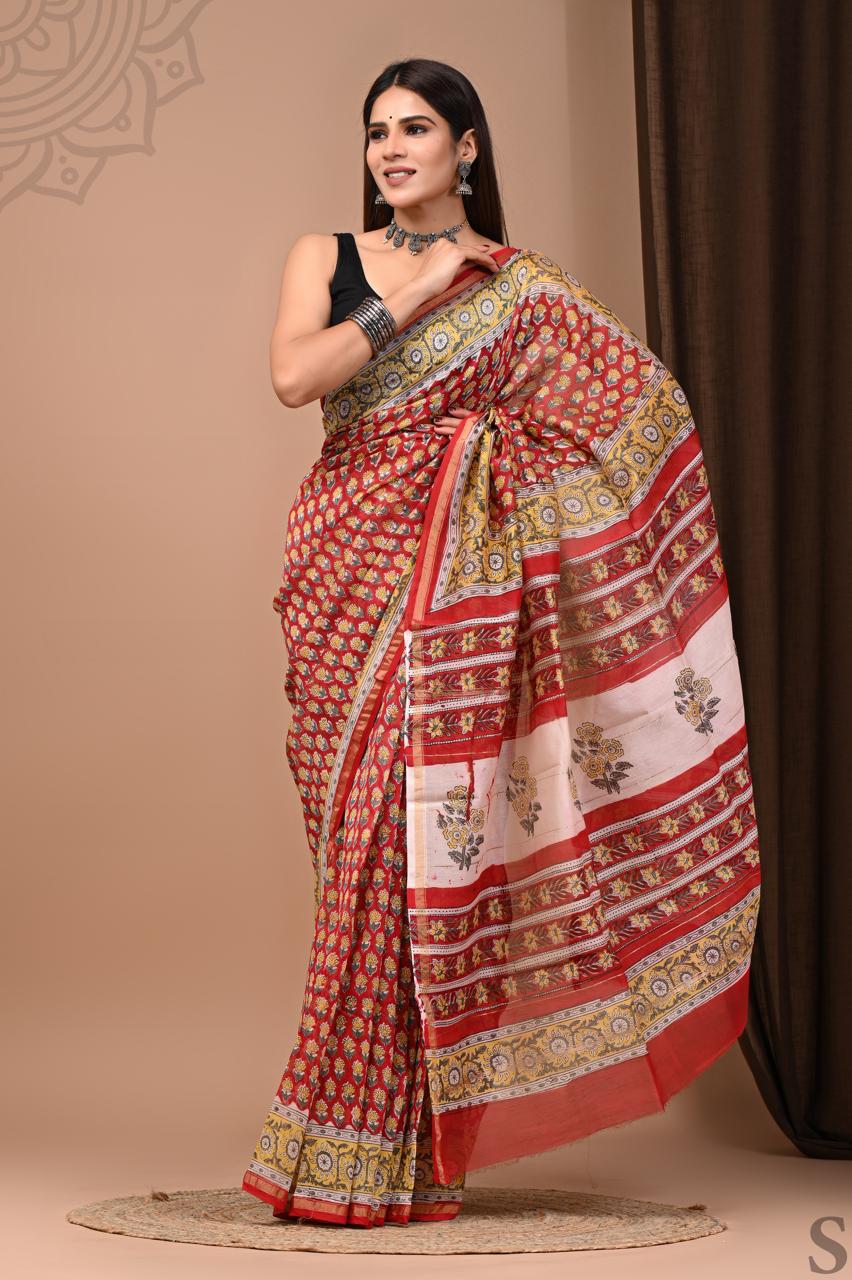 Hand Block Printed Chanderi silk Sarees