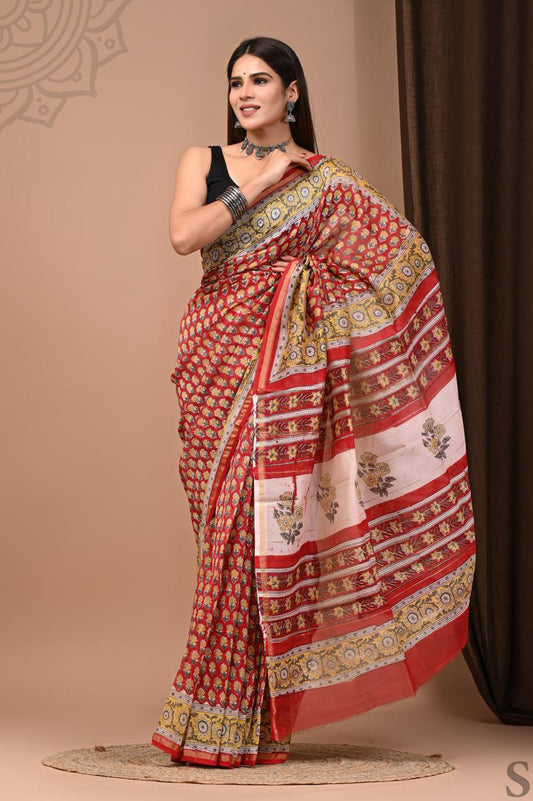 Hand Block Printed Chanderi silk Sarees