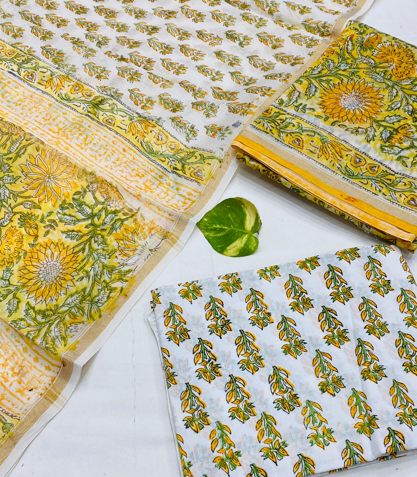 Hand Block printed Pure Chanderi Silk Suit Set