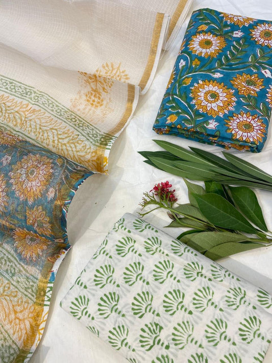 Pure Cotton Suit Set with Kota Dupatta