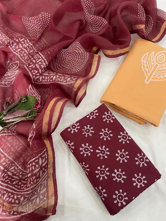 Pure Cotton Suit Set with Kota Dupatta