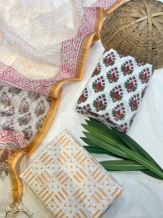 Pure Cotton Suit Set with Kota Dupatta