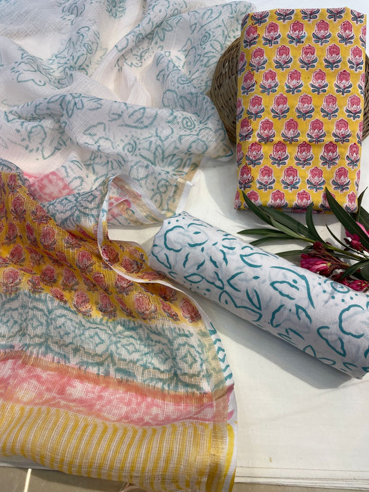 Pure Cotton Suit Set with Kota Dupatta