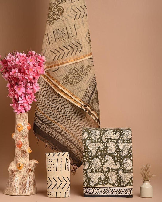 Pure Cotton Suit Set with Kota Dupatta