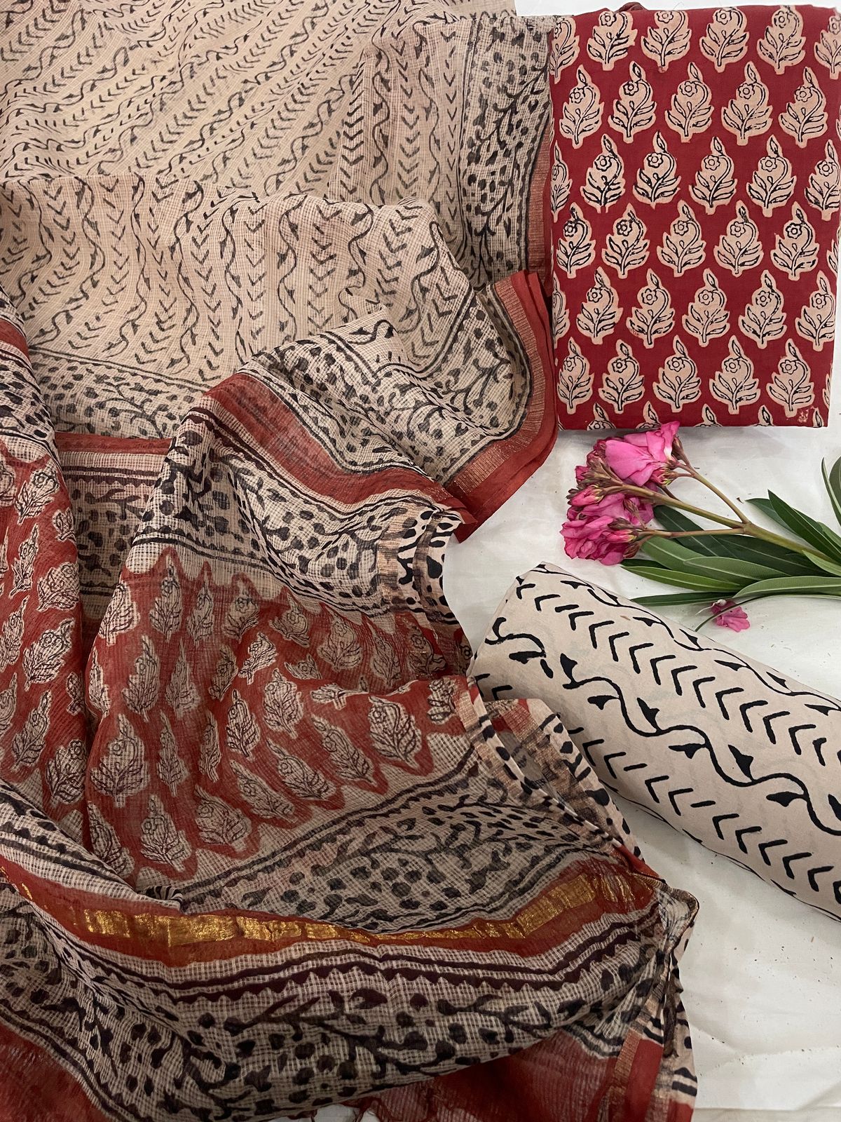 Pure Cotton Suit Set with Kota Dupatta