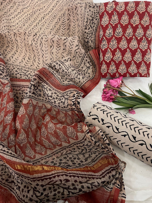 Pure Cotton Suit Set with Kota Dupatta