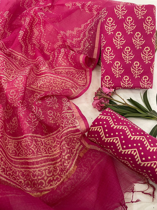 Pure Cotton Suit Set with Kota Dupatta