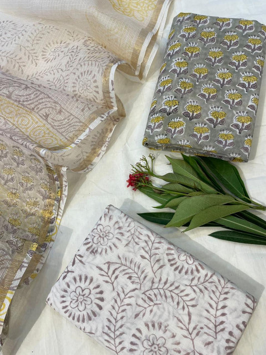 Pure Cotton Suit Set with Kota Dupatta