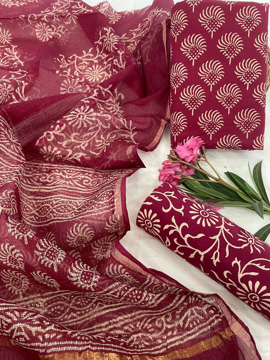 Pure Cotton Suit Set with Kota Dupatta