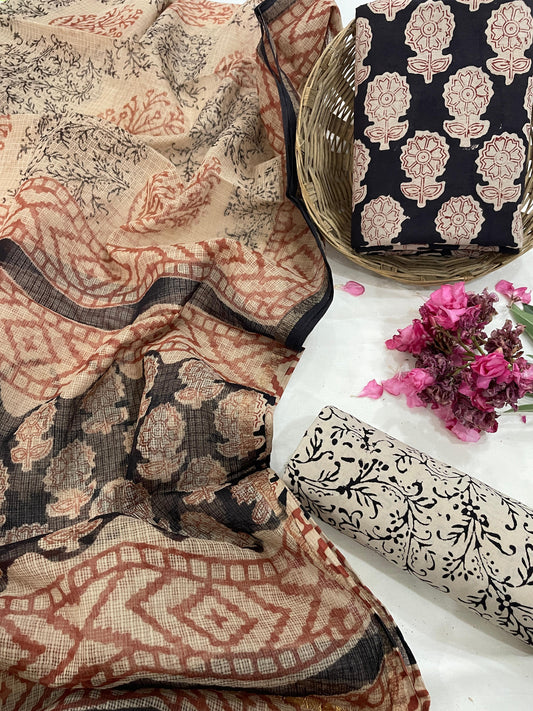Pure Cotton Suit Set with Kota Dupatta