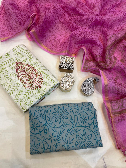 Pure Cotton Suit Set with Kota Dupatta
