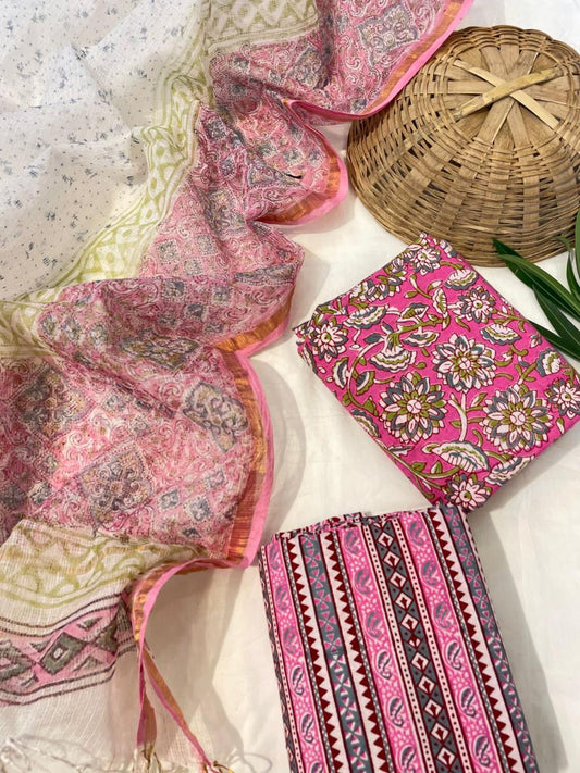 Pure Cotton Suit Set with Kota Dupatta