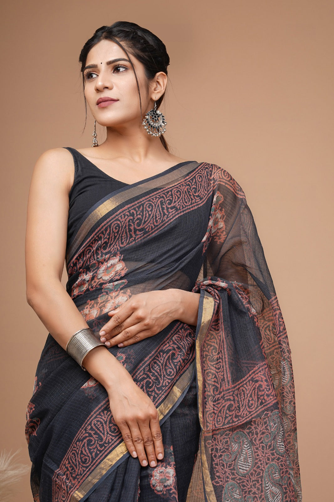 Hand Block Printed Kota Doriya Saree